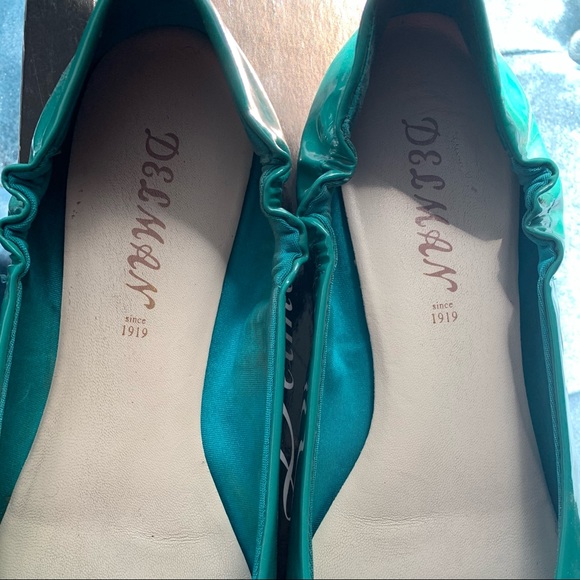 Delman turquoise patent leather 'Mona' flats - Picture 6 of 7